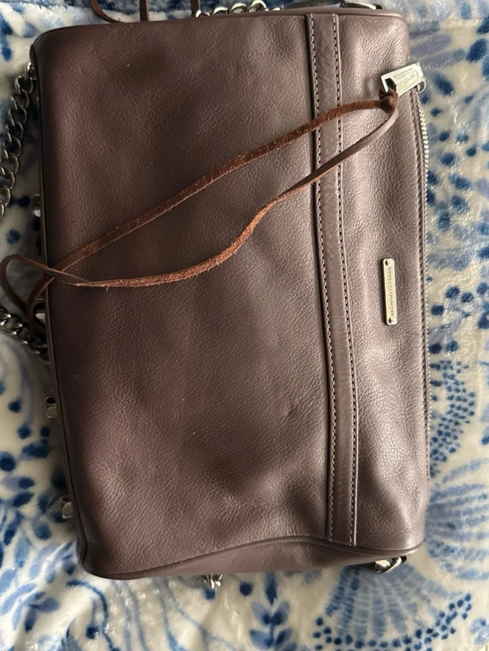 Rebecca Minkoff Mauve Leather Crossbody Bag with Silver Hardware